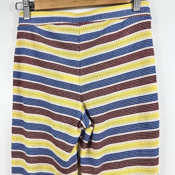 Zara New Striped Flared Pant Small Ribbed Knit High Rise Boho Colorful Retro Y2K - Picture 8 of 12